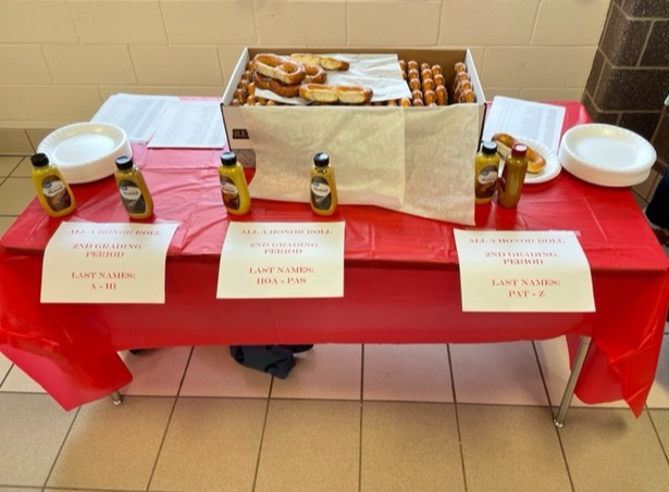 Table of goodies for Honor Roll recipients